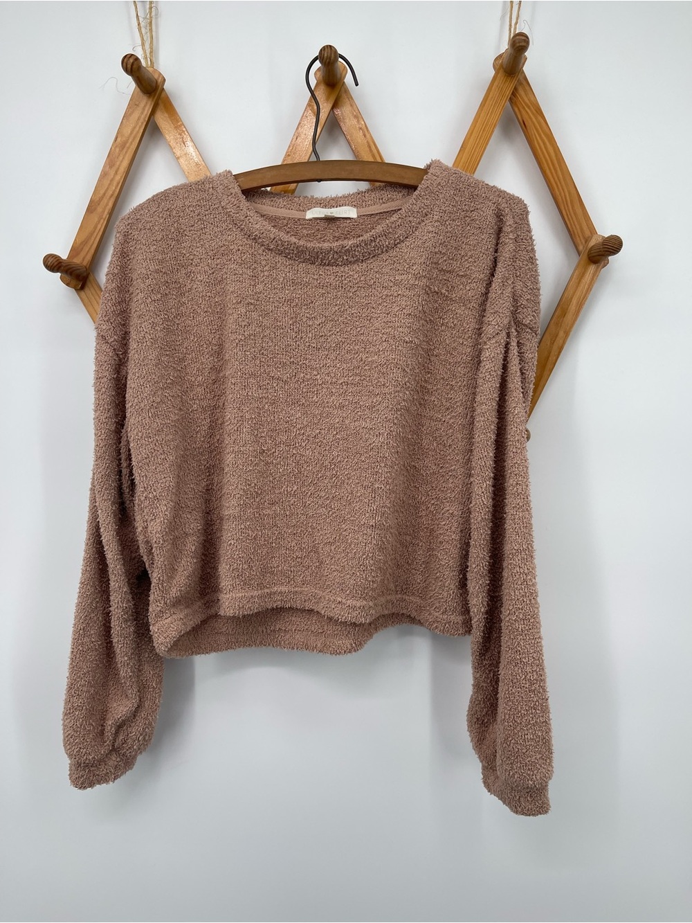 Ultra Flirt Cozy Cropped Crewneck Sweater - Mauve Taupe
